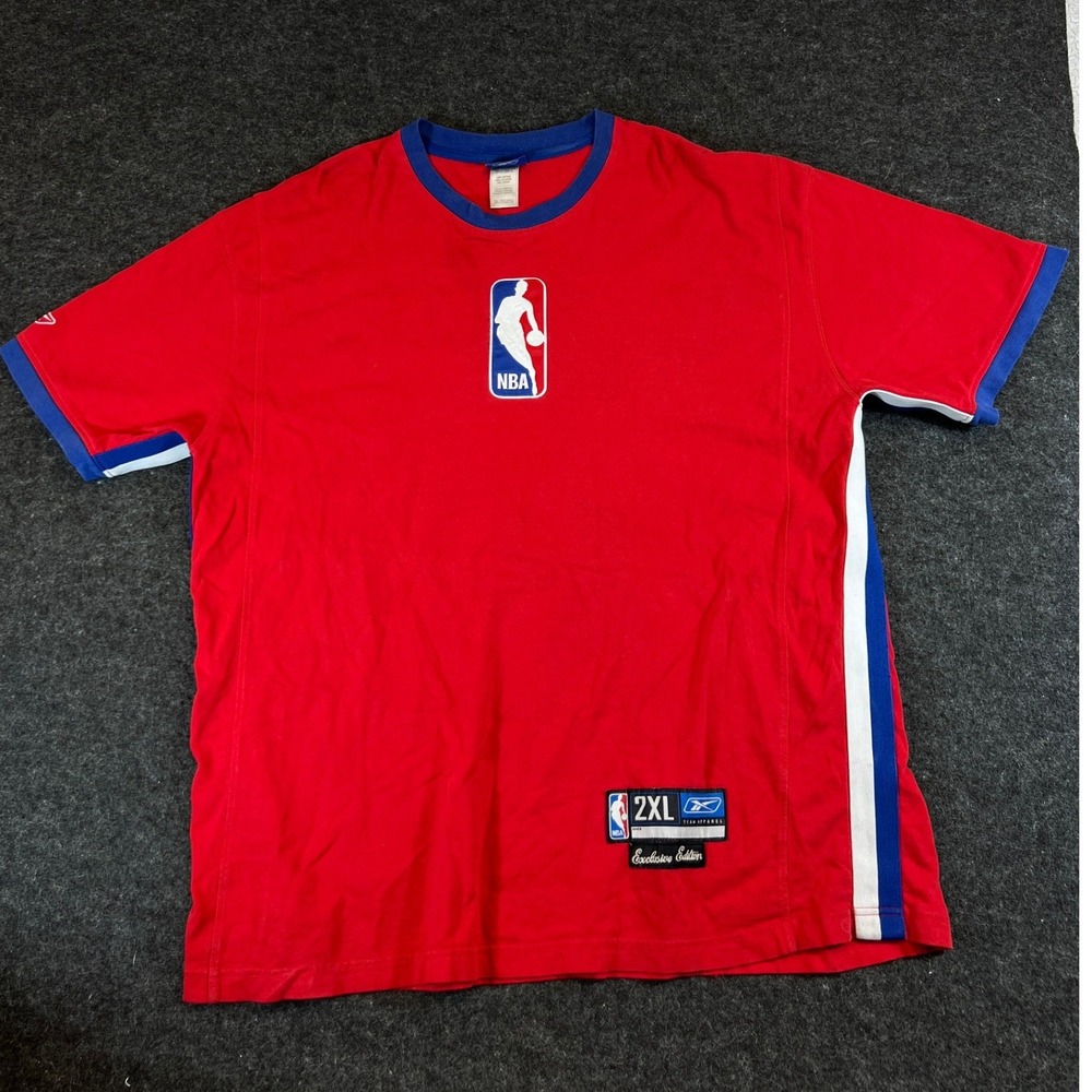 Vintage Y2K Reebok NBA Team Apparel T-Shirt Red Blue Exclusive Edition Mens 2XL